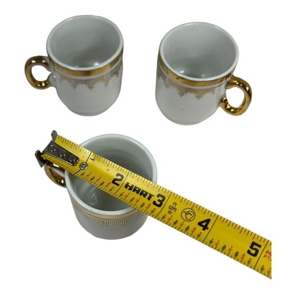 Stackable Yamasen Fine China Tea Set 3 Cups Mugs Gold Gilt Antique Made In Japan - Picture 6 of 6